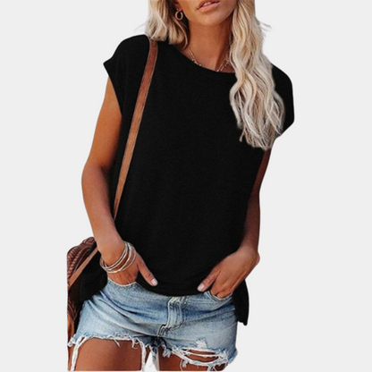 T-shirt estiva casual per donne con vestibilità ampia e taschino sul petto