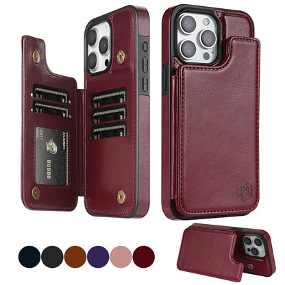 Magnoria - Borsa in pelle di lusso per smartphone con scomparti per carte, area foto e chiusura magnetica