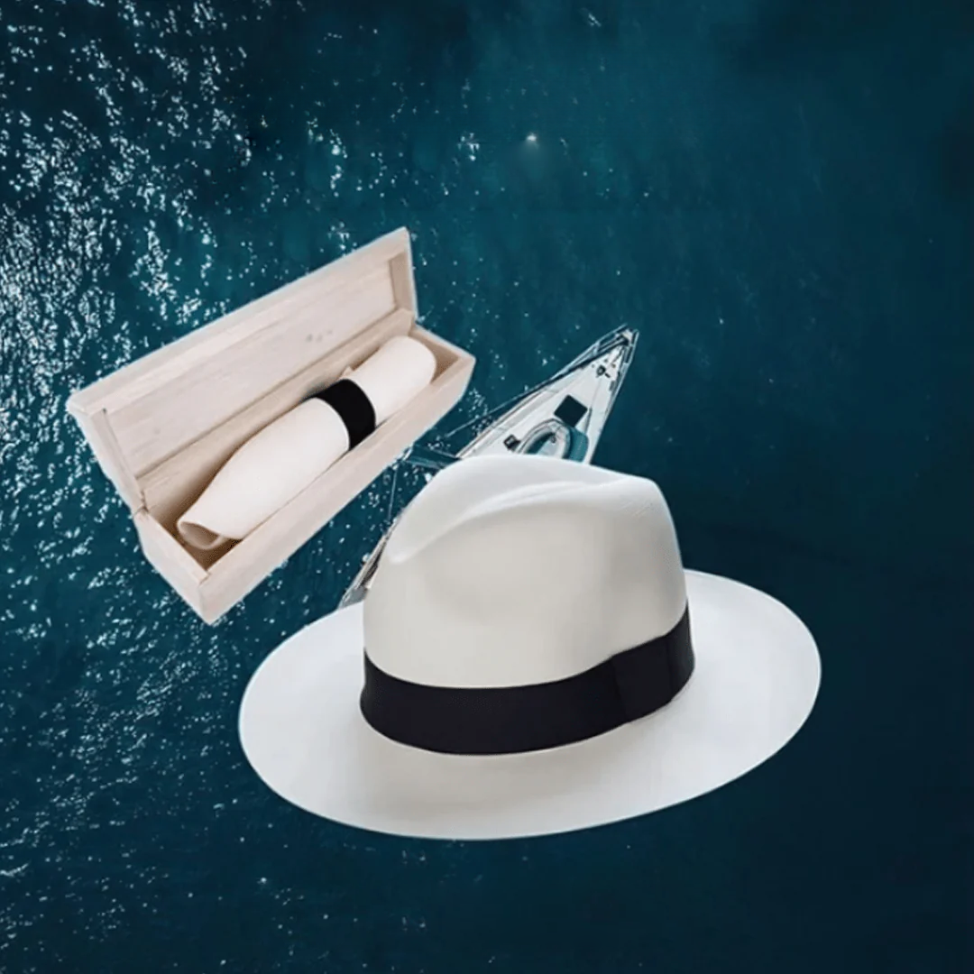 Cappello di paglia Fedora classico per uomo – Elegante cappello estivo con protezione UV e astuccio da viaggio
