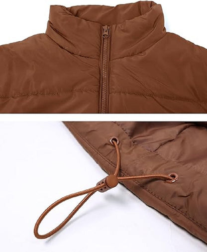 Gilet imbottito oversize con zip e tasche – Gilet invernale caldo e casual per donne