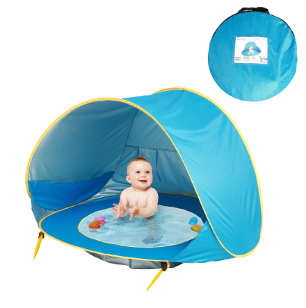 Soléane - Tenda estiva per bambini BabyShade con piscina pieghevole per la spiaggia, riponibile in sacco