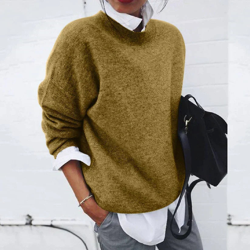 Thélio - Elegante top primaverile in cashmere di lusso con maniche lunghe in colori tenui