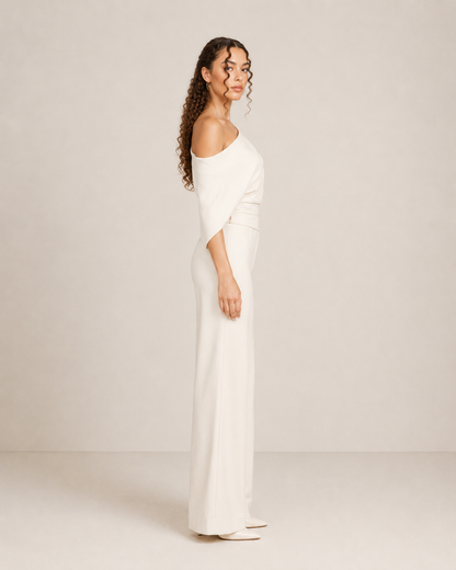 Elegante tuta con spalla scoperta per donne – Tuta ampia per serate e occasioni speciali