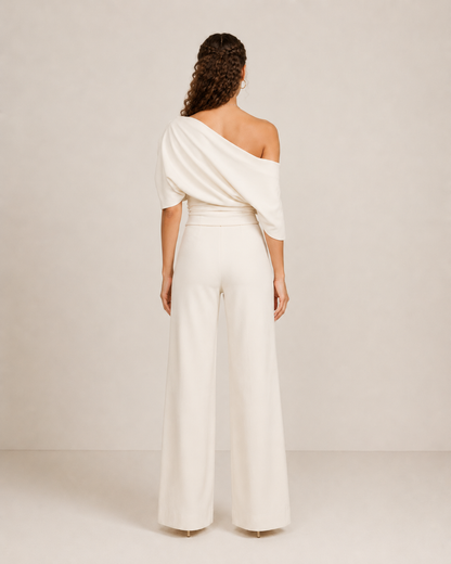 Elegante tuta con spalla scoperta per donne – Tuta ampia per serate e occasioni speciali