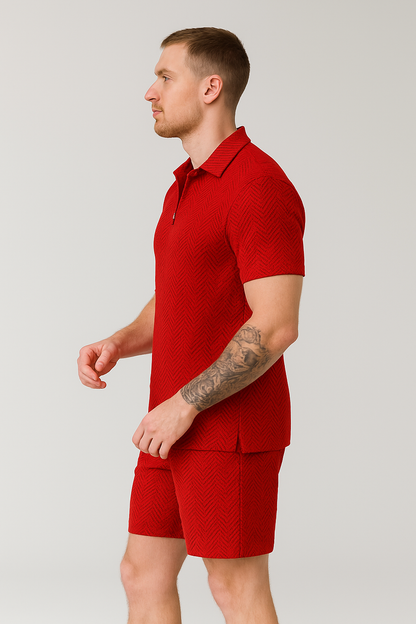 Calixte - Set estivo elegante e leggero in lino per uomo, composto da polo e pantaloni corti