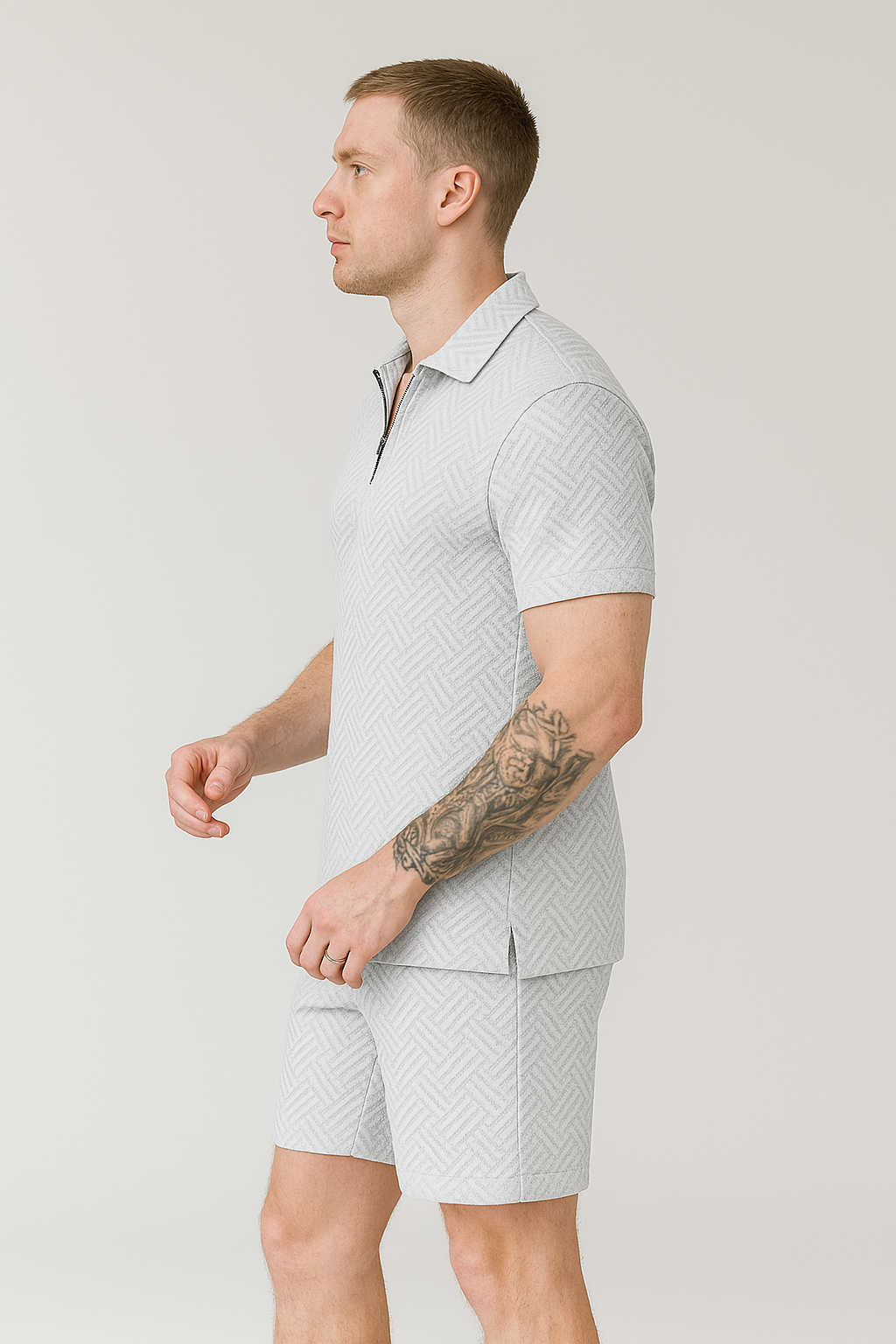 Calixte - Set estivo elegante e leggero in lino per uomo, composto da polo e pantaloni corti