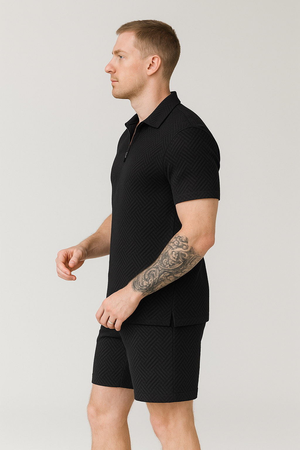 Calixte - Set estivo elegante e leggero in lino per uomo, composto da polo e pantaloni corti