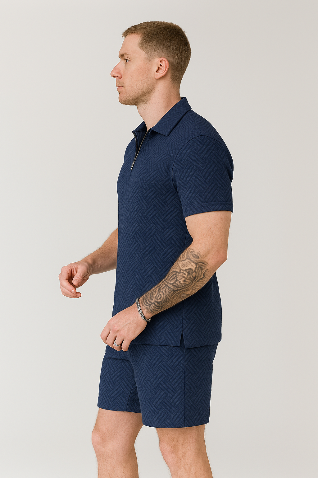 Calixte - Set estivo elegante e leggero in lino per uomo, composto da polo e pantaloni corti