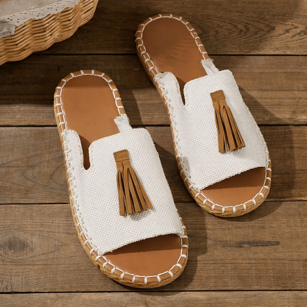 Sandali Boho con Frange per Donna – Comode Ciabatte Estive con Stampa Ethno