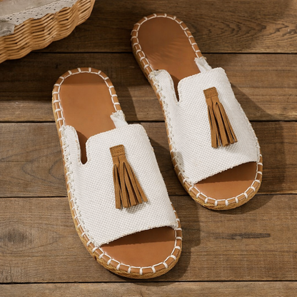 Sandali Boho con Frange per Donna – Comode Ciabatte Estive con Stampa Ethno