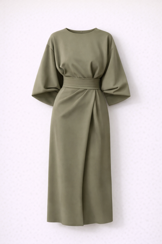 abito midi elegante maniche kimono donna
