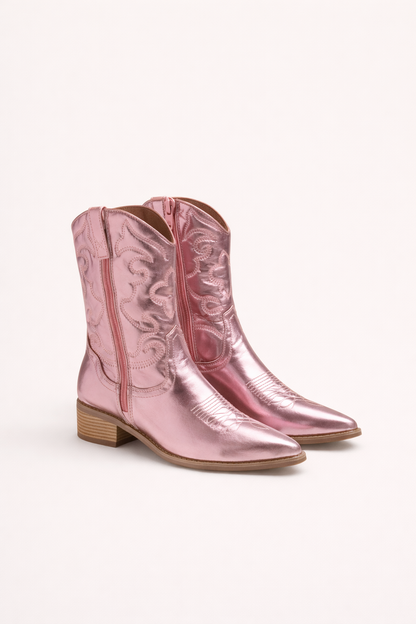 Lunéaëlle - Stivali da Cowboy Ricamati Metallici in Stile Western | Must-Have Moda per Primavera e Festival
