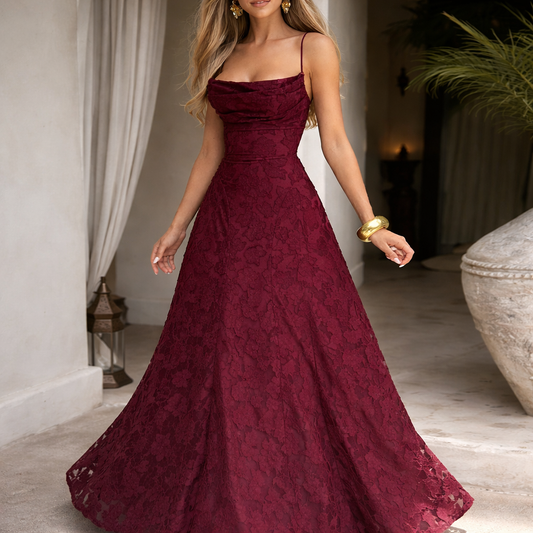 Céloria - Abito estivo con schiena scoperta in chiffon per donne
