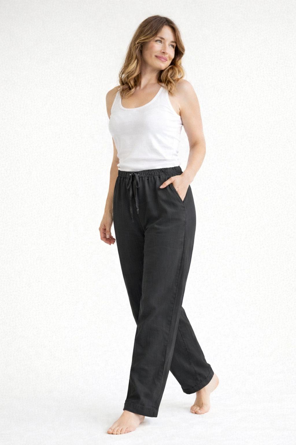 Pantaloni in lino casual con vita elastica per donne – Leggeri, Confortevoli & Estivi