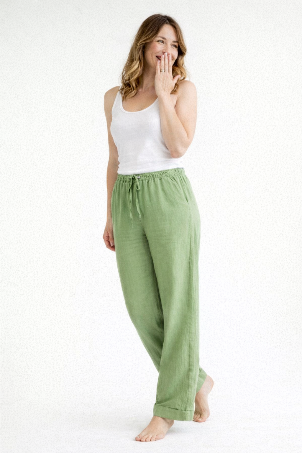 Pantaloni in lino casual con vita elastica per donne – Leggeri, Confortevoli & Estivi