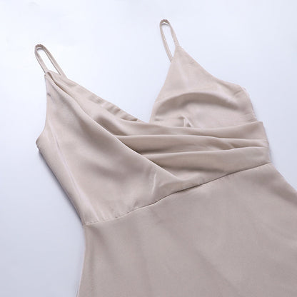 Maïlune - Maxi-abito da sera per donne con scollo incrociato e spacco
