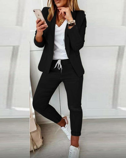 Ambréa - Blazer Scollo e Pantaloni Comodi con Coulisse