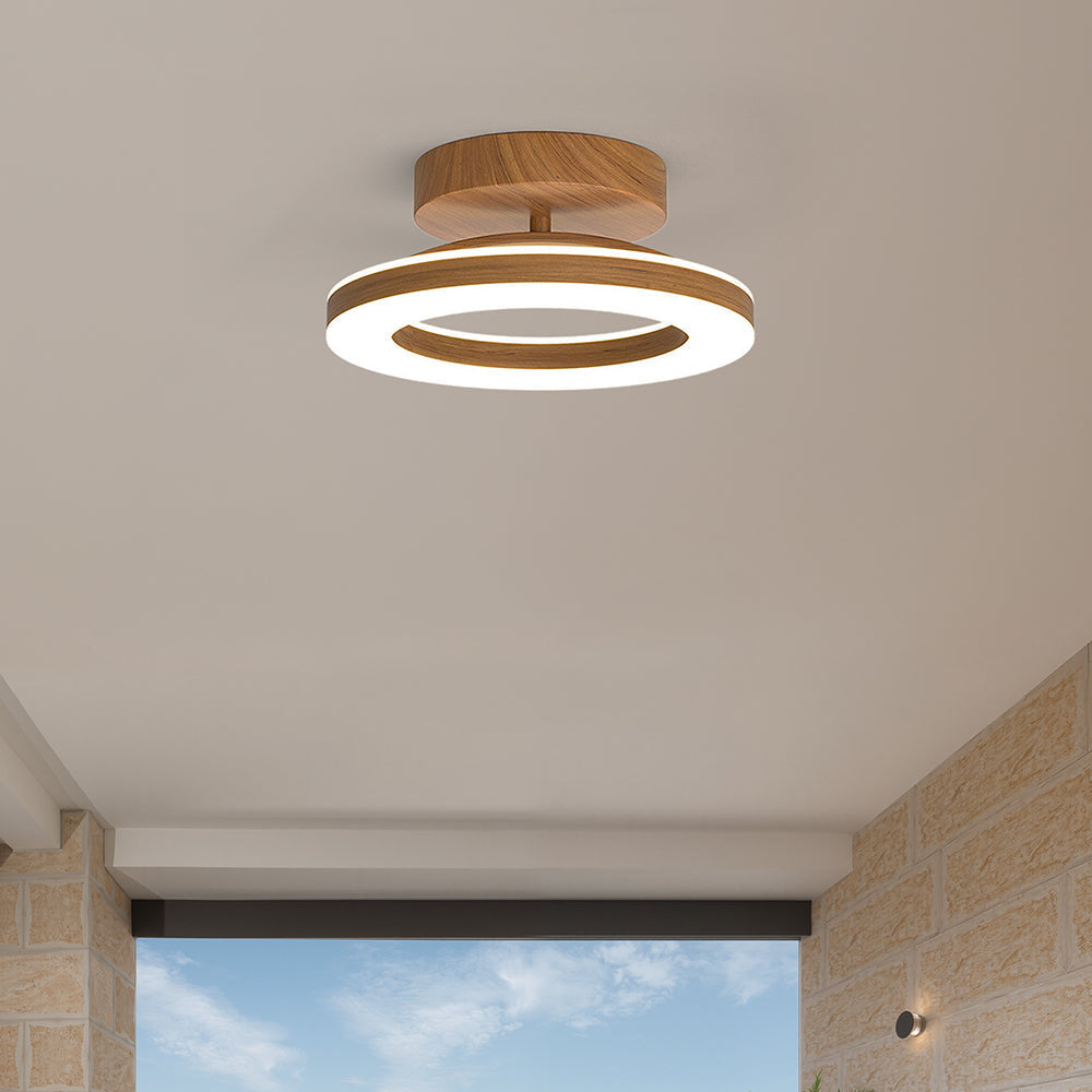 Annelis - Lampada da soffitto LED Anello Aperto con Cornice in Legno