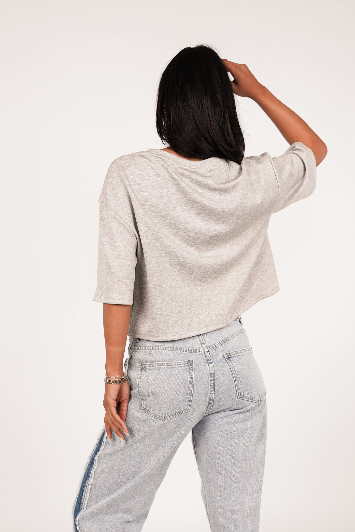 Caliréa - Jeans a gamba dritta con striscia laterale blu scuro per un effetto gambe più lunghe