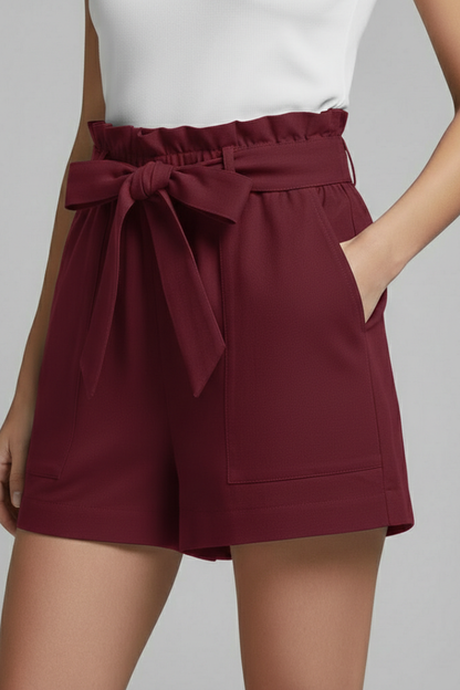 Shorts a vita alta con cintura per donne – Eleganti shorts estivi con tasche e vestibilità comoda