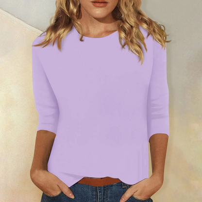 Lunévia - Blusa unicolore con maniche a tre quarti per donne