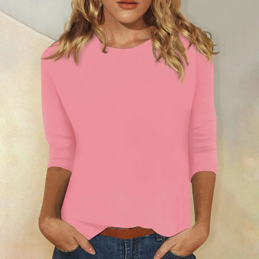 Lunévia - Blusa unicolore con maniche a tre quarti per donne