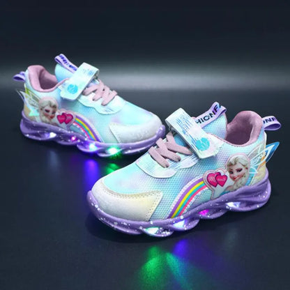 Sneaker LED per Bambine – Scarpe da Ginnastica Luminescenti con Arcobaleno e Chiusura a Velcro