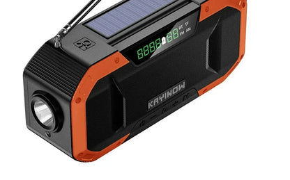 SolariPro - Radio d'emergenza portatile AM/FM con ricarica solare a manovella, LED, batteria ricaricabile 5000mAh/10000mAh, lampada da lettura e torcia, allerta SOS