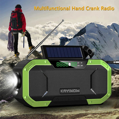SolariPro - Radio d'emergenza portatile AM/FM con ricarica solare a manovella, LED, batteria ricaricabile 5000mAh/10000mAh, lampada da lettura e torcia, allerta SOS
