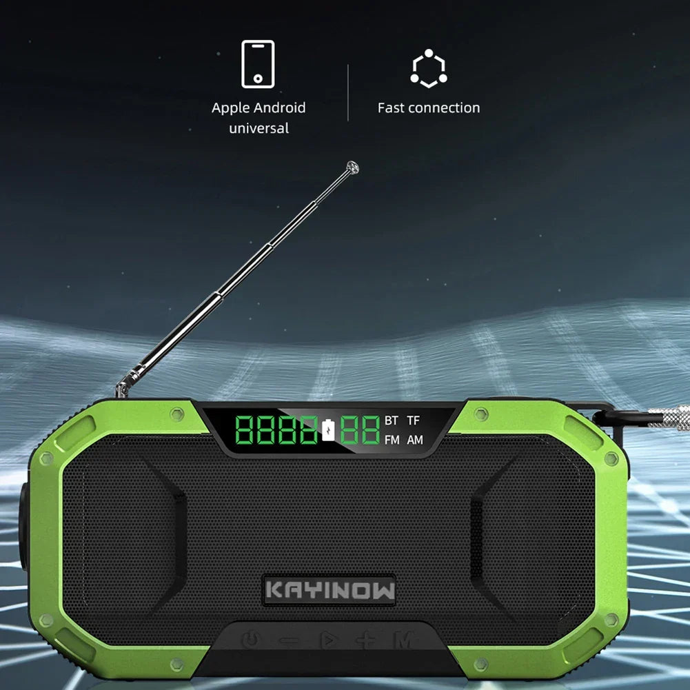 SolariPro - Radio d'emergenza portatile AM/FM con ricarica solare a manovella, LED, batteria ricaricabile 5000mAh/10000mAh, lampada da lettura e torcia, allerta SOS