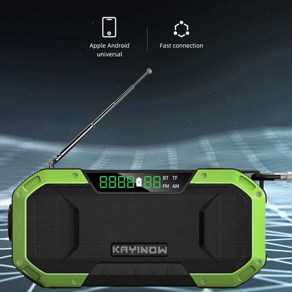 SolariPro - Radio d'emergenza portatile AM/FM con ricarica solare a manovella, LED, batteria ricaricabile 5000mAh/10000mAh, lampada da lettura e torcia, allerta SOS