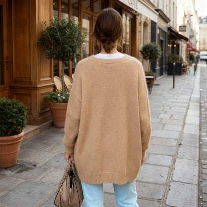 Cardigan Elegante in Maglia per Donne – Morbido, Cardigan Lungo con Bottoni & Vestibilità Ampia