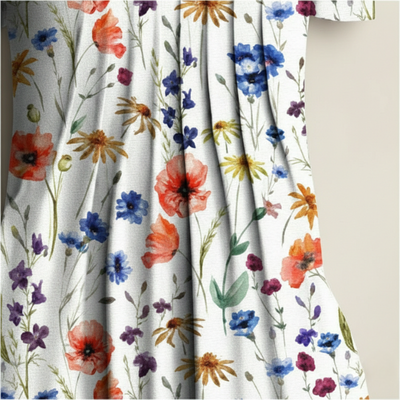 Abito estivo leggero con fiori e tasche – Abito casual per donne