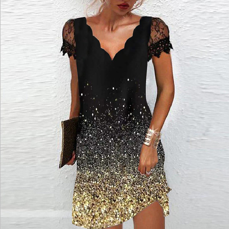 Prudie - Abito da sera glamour con paillettes per l'estate