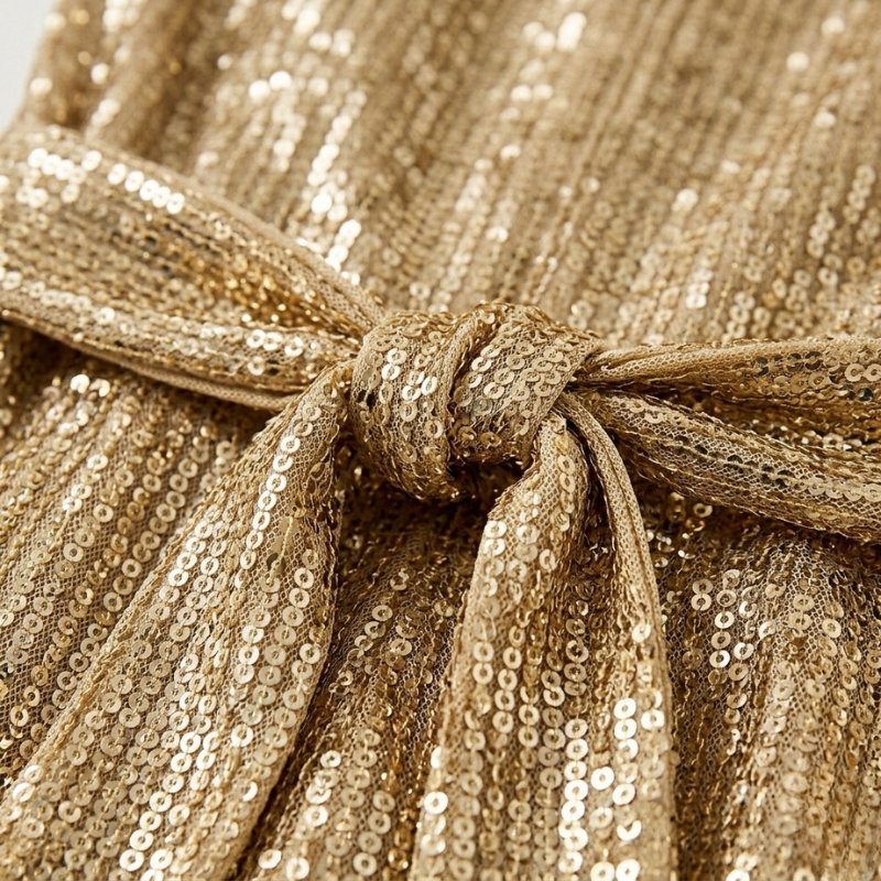 Elegante tuta in paillettes con cintura e gamba ampia per donne – Glamour e aderente