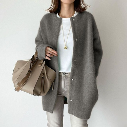Cardigan Elegante in Maglia per Donne – Morbido, Cardigan Lungo con Bottoni & Vestibilità Ampia