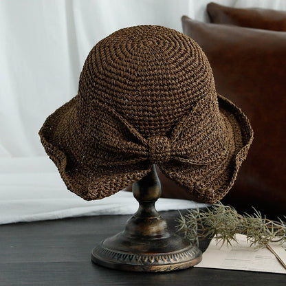 Ophéliane - Cappello di Paglia Intrecciato Largo con Nastro - Estate e Primavera
