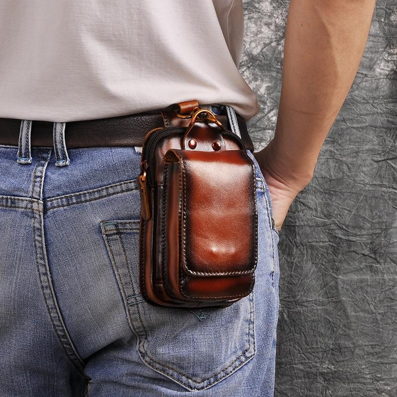 Lorven - Borsa a cintura da uomo in vera pelle