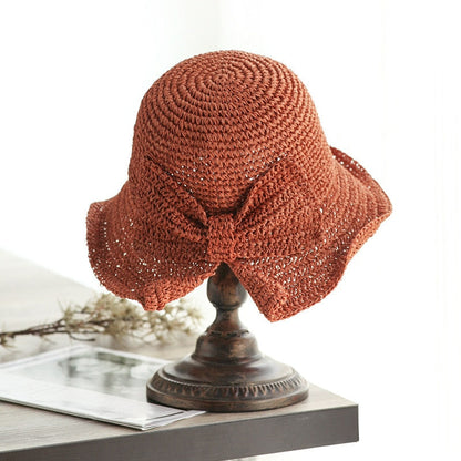 Ophéliane - Cappello di Paglia Intrecciato Largo con Nastro - Estate e Primavera