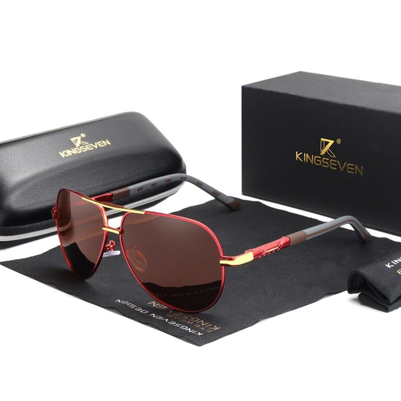 AluVision - Occhiali da sole vintage in alluminio con polarizzazione per uomini
