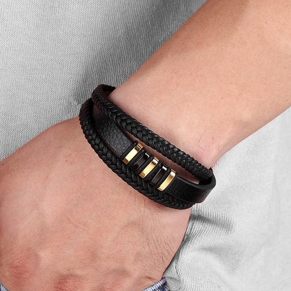 Luxarceau - Bracciale in pelle da uomo – Accessorio senza tempo e di stile