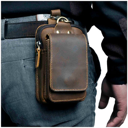 Lorven - Borsa a cintura da uomo in vera pelle