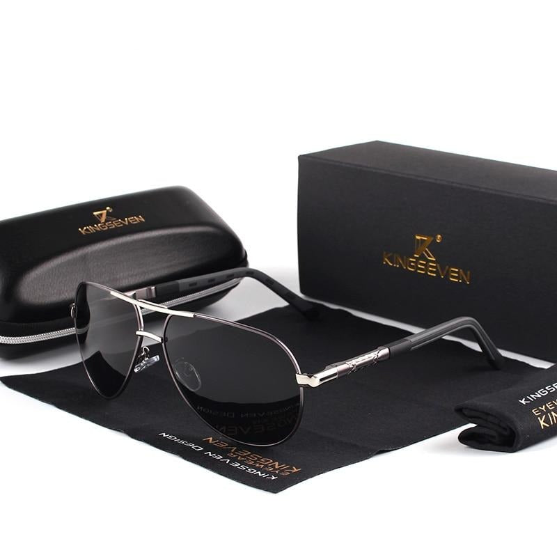 AluVision - Occhiali da sole vintage in alluminio con polarizzazione per uomini