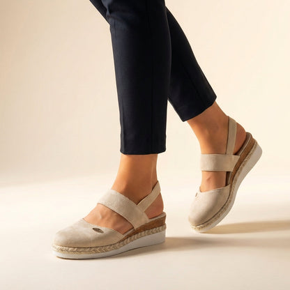 Sandali con tacco a cuneo comodi per donne – Scarpe estive ortopediche con cinturini elastici e suola in espadrillas