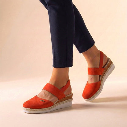 Sandali con tacco a cuneo comodi per donne – Scarpe estive ortopediche con cinturini elastici e suola in espadrillas