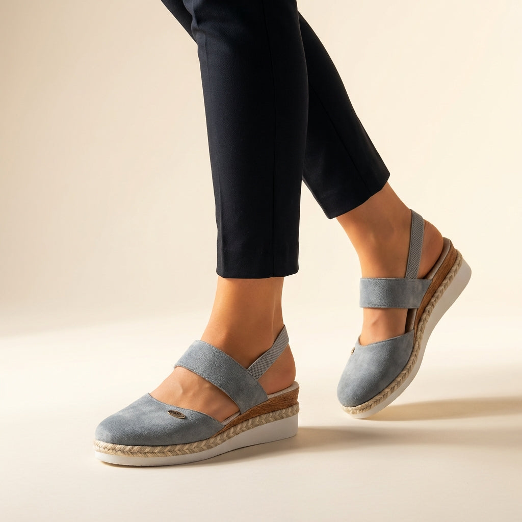 Sandali con tacco a cuneo comodi per donne – Scarpe estive ortopediche con cinturini elastici e suola in espadrillas