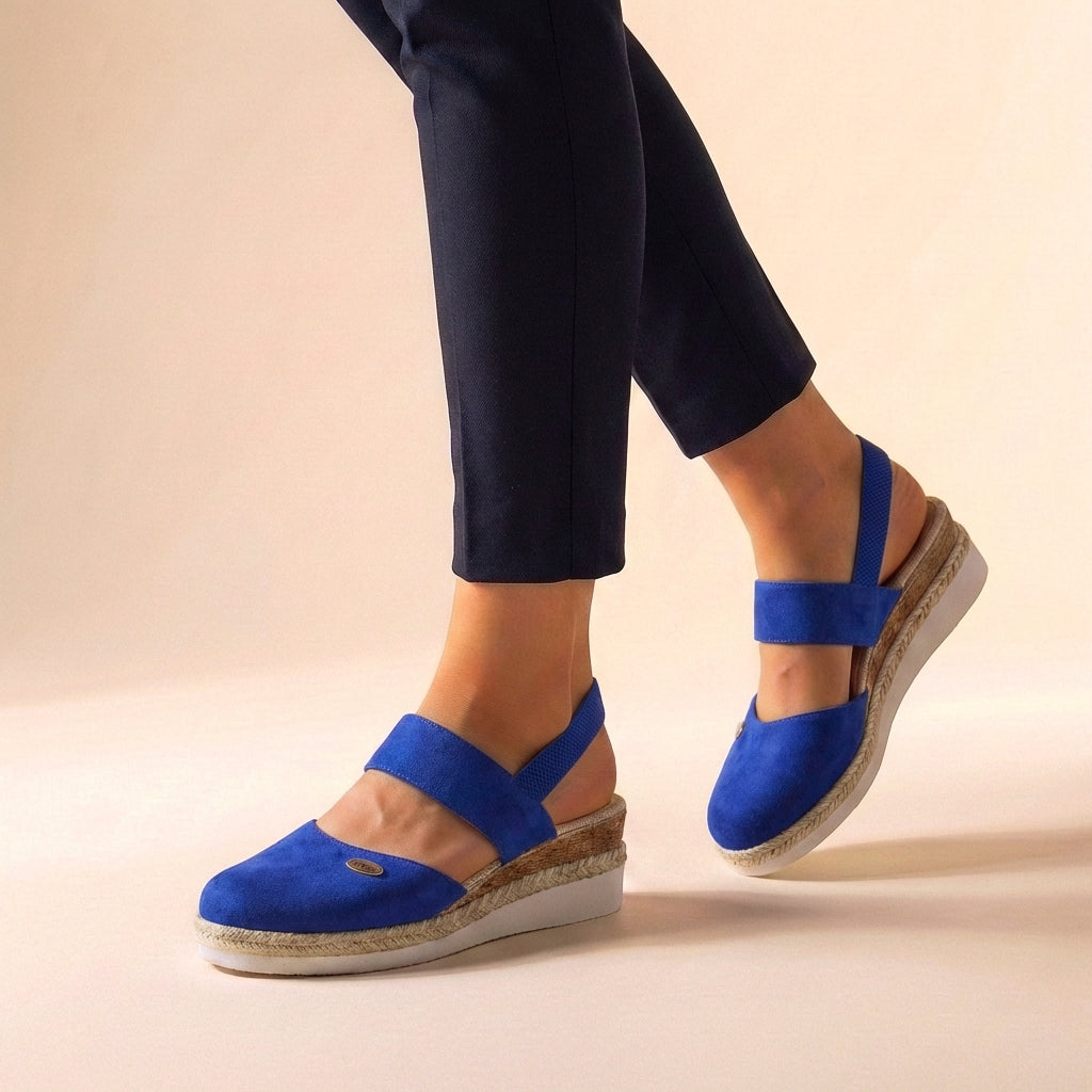 Sandali con tacco a cuneo comodi per donne – Scarpe estive ortopediche con cinturini elastici e suola in espadrillas