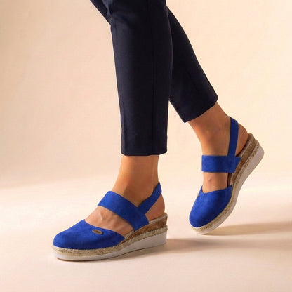 Sandali con tacco a cuneo comodi per donne – Scarpe estive ortopediche con cinturini elastici e suola in espadrillas