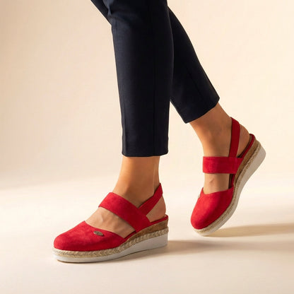 Sandali con tacco a cuneo comodi per donne – Scarpe estive ortopediche con cinturini elastici e suola in espadrillas
