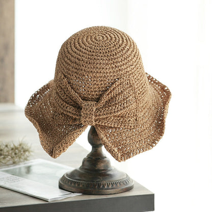 Ophéliane - Cappello di Paglia Intrecciato Largo con Nastro - Estate e Primavera